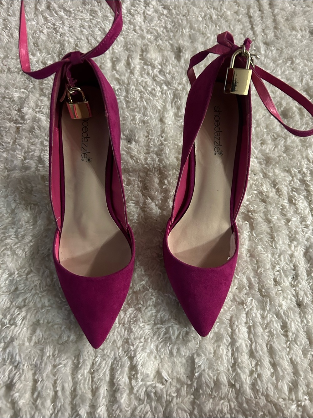 Shoe Dazzle Women's Magenta Pointed-Toe Ankle Tie Heels